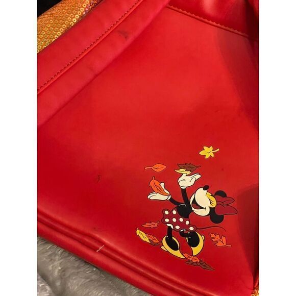 Loungefly x Disney Fall leaves red SequinMinnie Mouse Ombre Mini Backpack - Picture 7 of 13